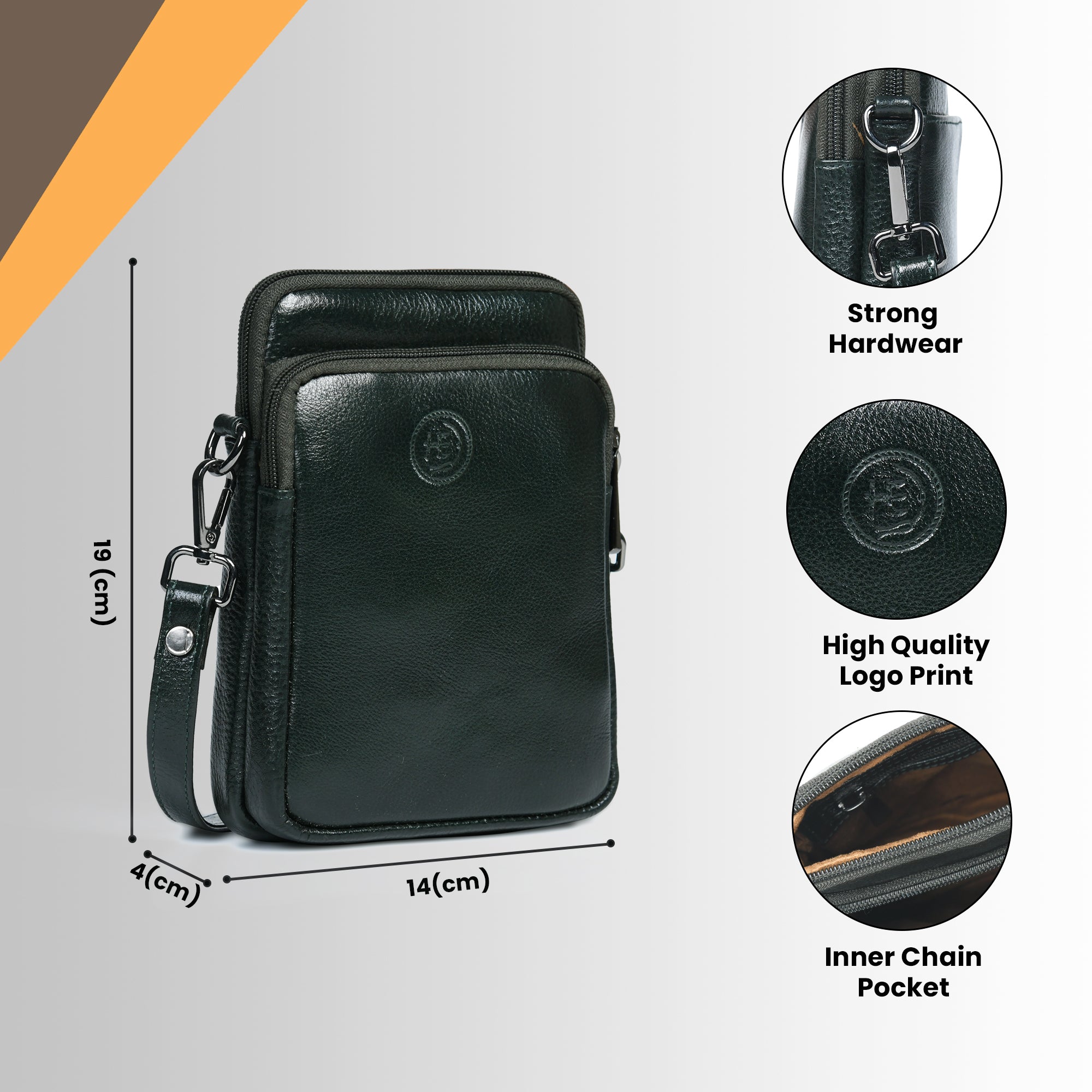 AmberStride Leather Sling Bag - Black Colour