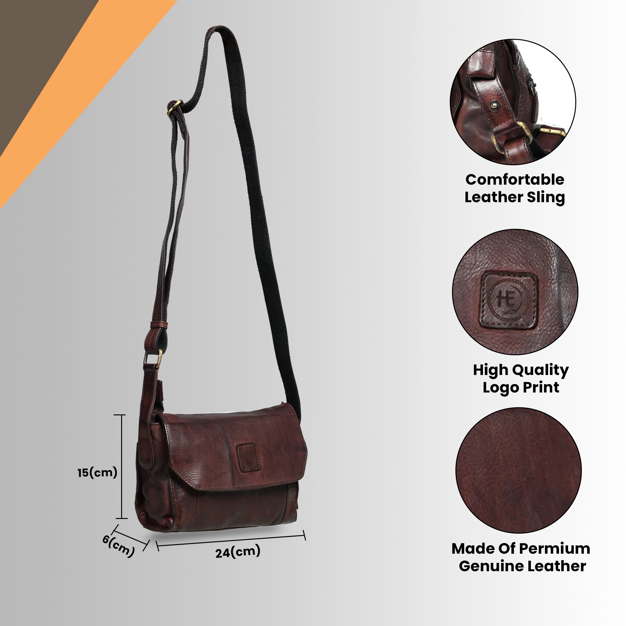 Heritage Leather Crossbody Bag - Maroon Colour