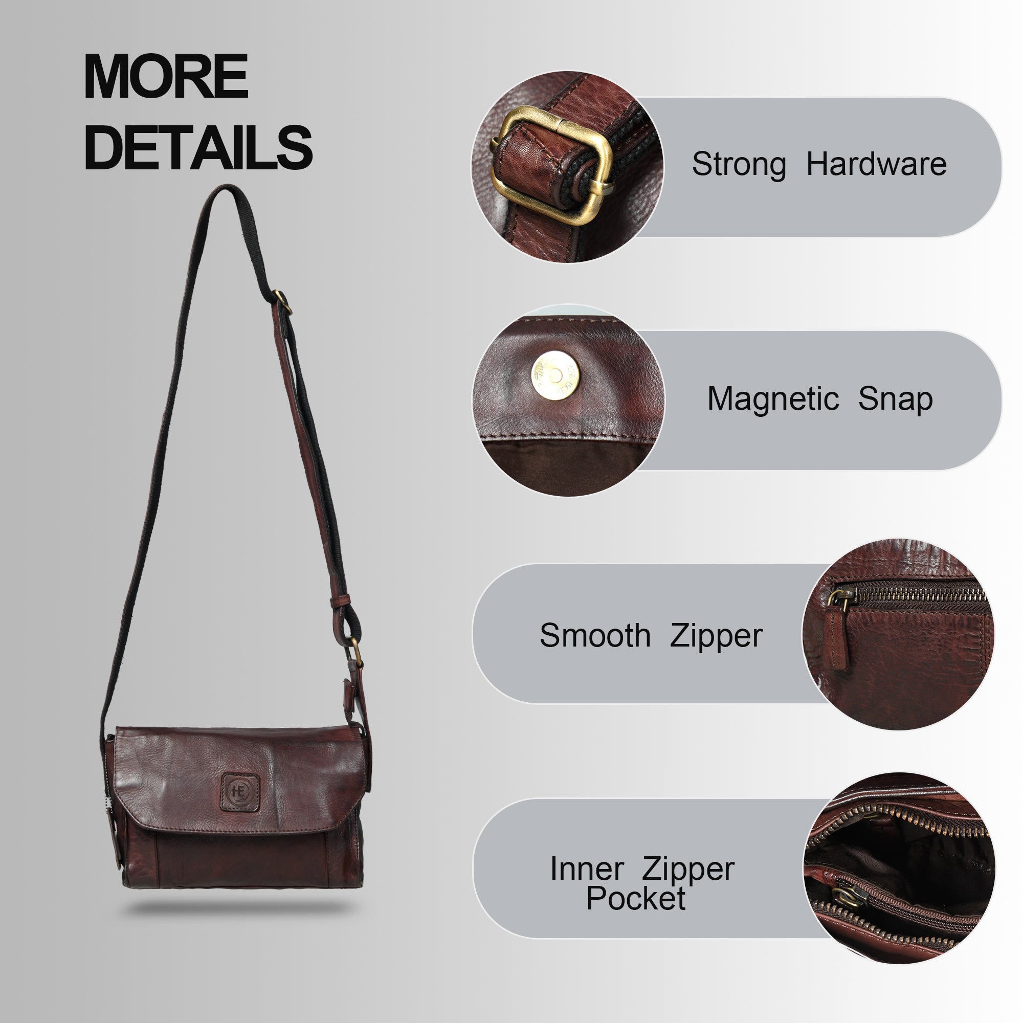 Heritage Leather Crossbody Bag - Maroon Colour