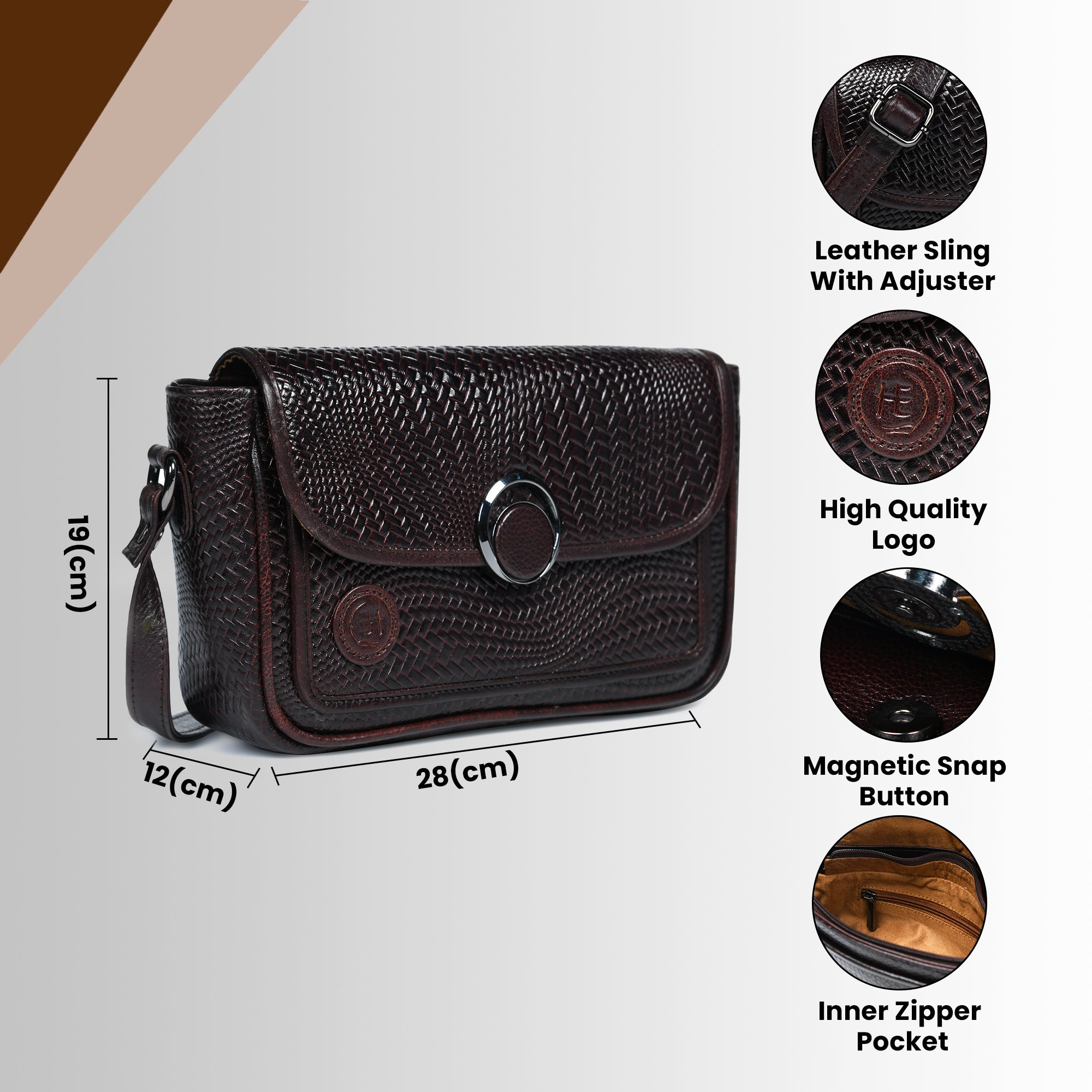 Chic Leather Women's Handbag - Brown Colour