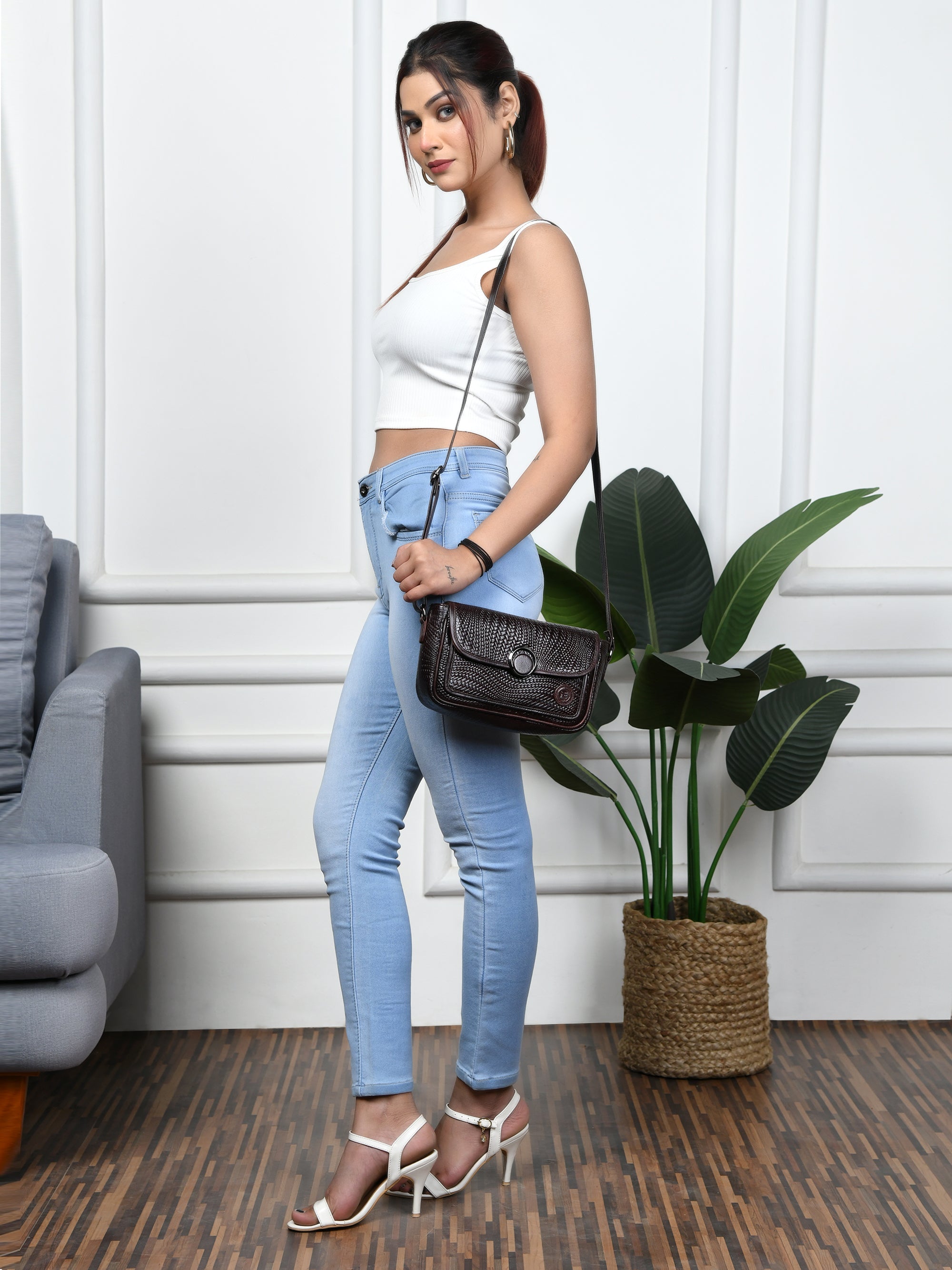 Chic Leather Women's Handbag - Brown Colour