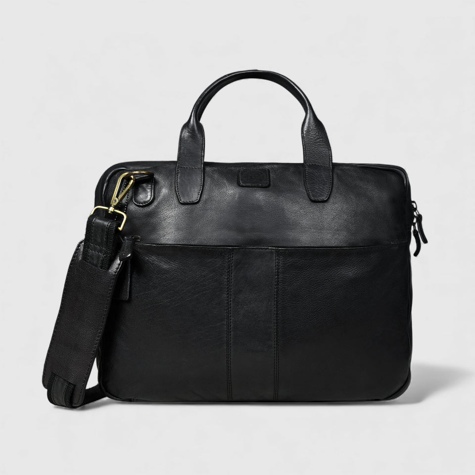 Executive Edge Leather Laptop Briefcase - Black Colour