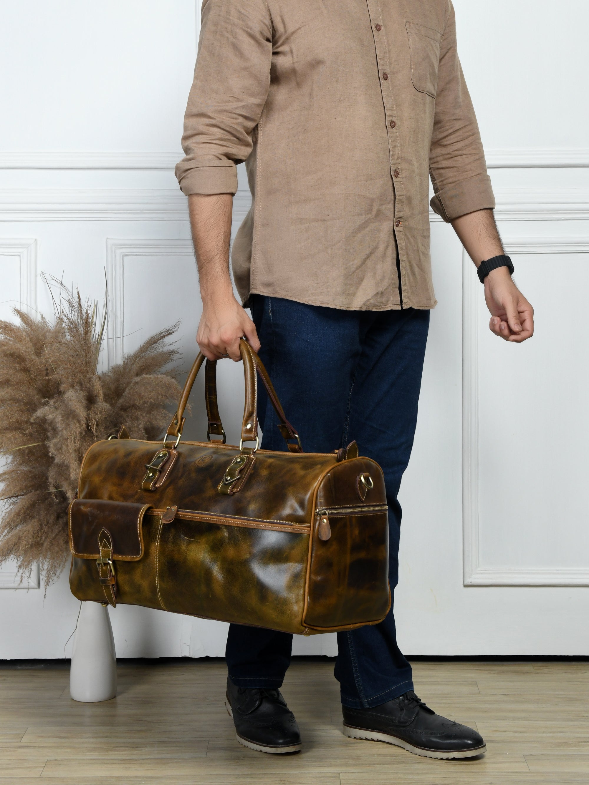 The Odyssey Leather Travel Duffle - Brown Colour