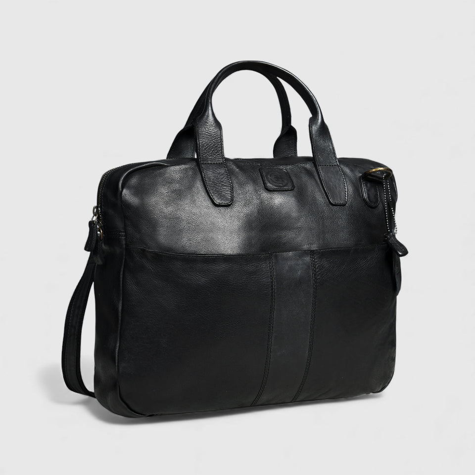 Executive Edge Leather Laptop Briefcase - Black Colour