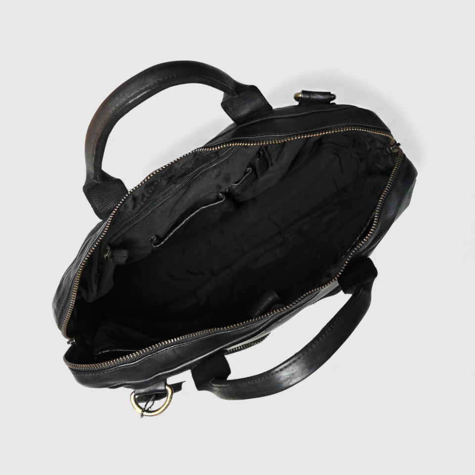 Executive Edge Leather Laptop Briefcase - Black Colour