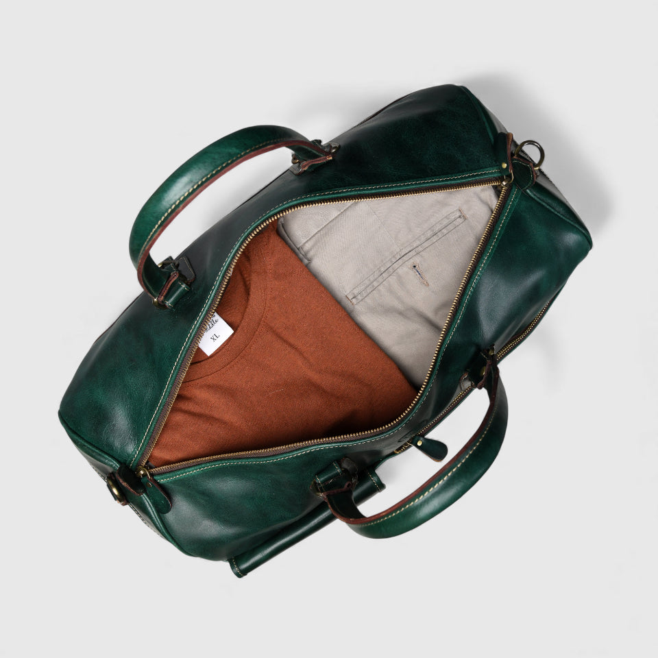 The Odyssey Leather Travel Duffle Bag - Green Colour
