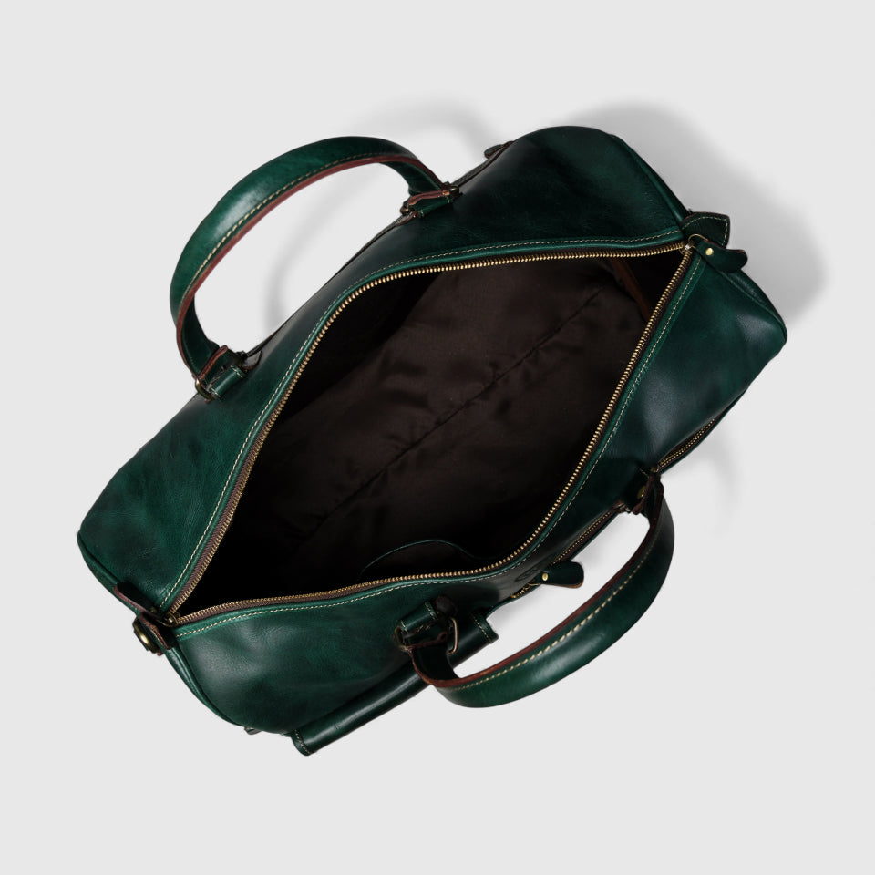 The Odyssey Leather Travel Duffle Bag - Green Colour