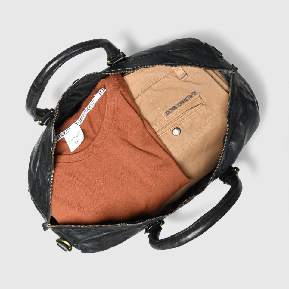 The Voyager Leather Travel Duffle Bag - Black Colour
