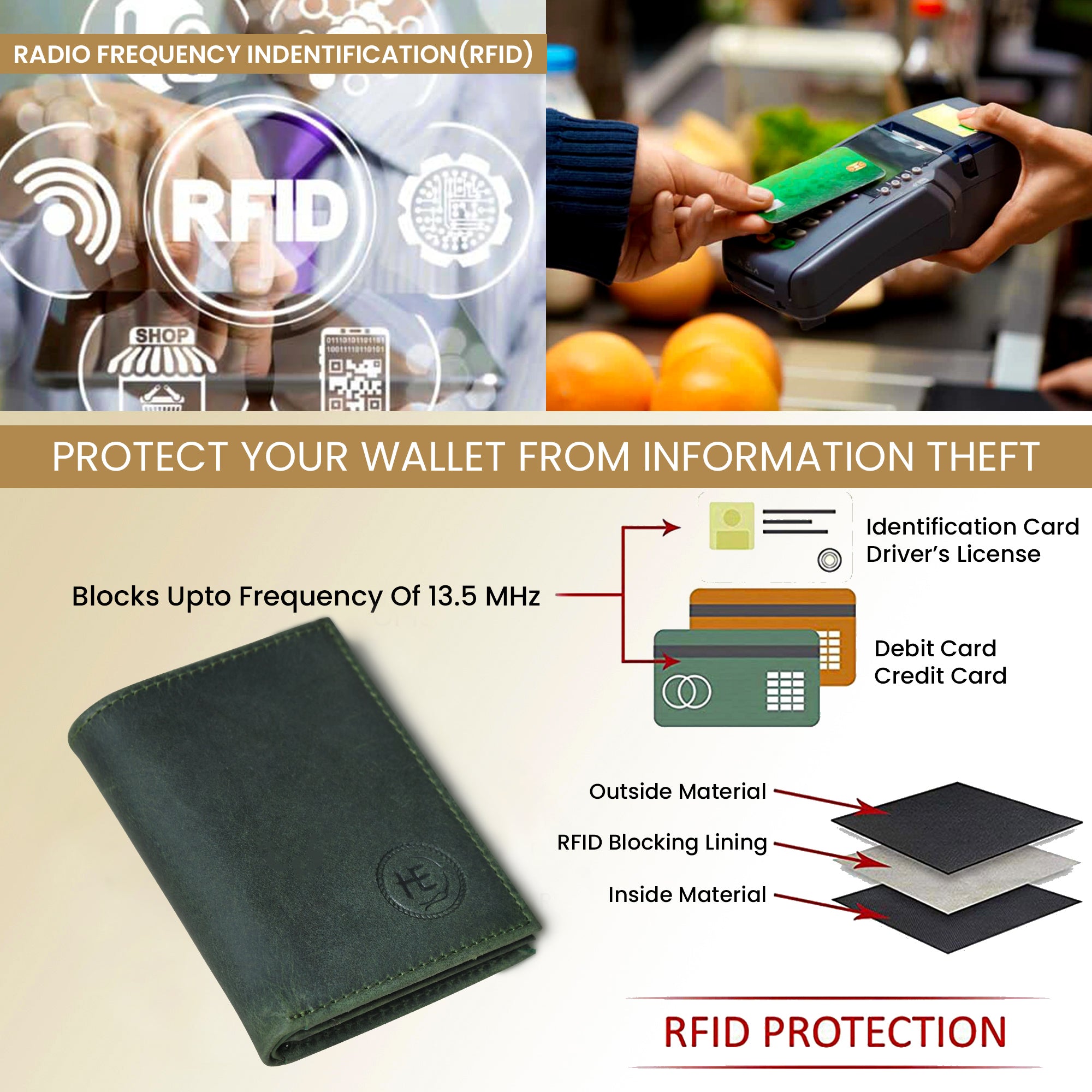 Ironwood Leather Wallet - Green Colour