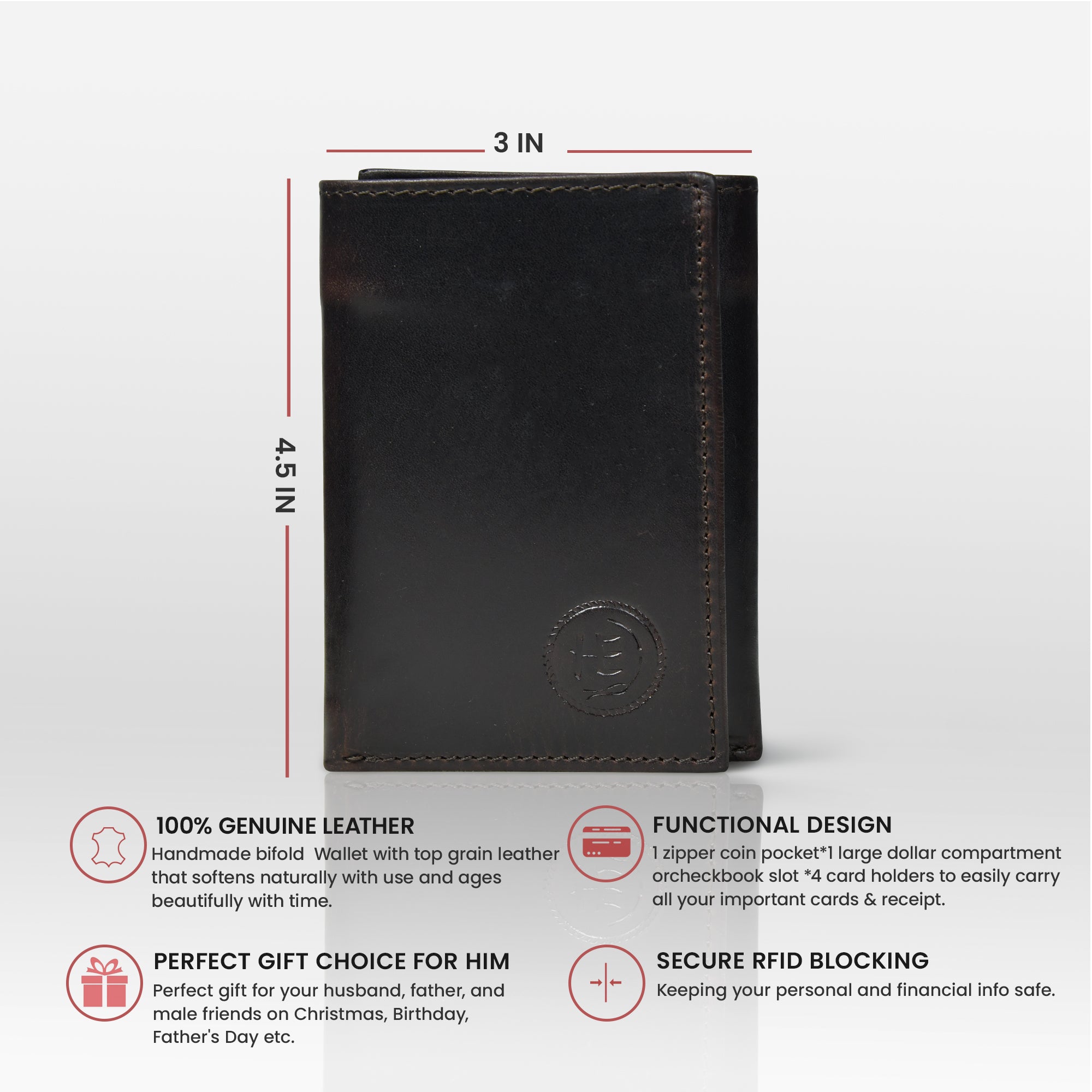 Midnight Luxe Vertical Bifold Wallet - Black Colour