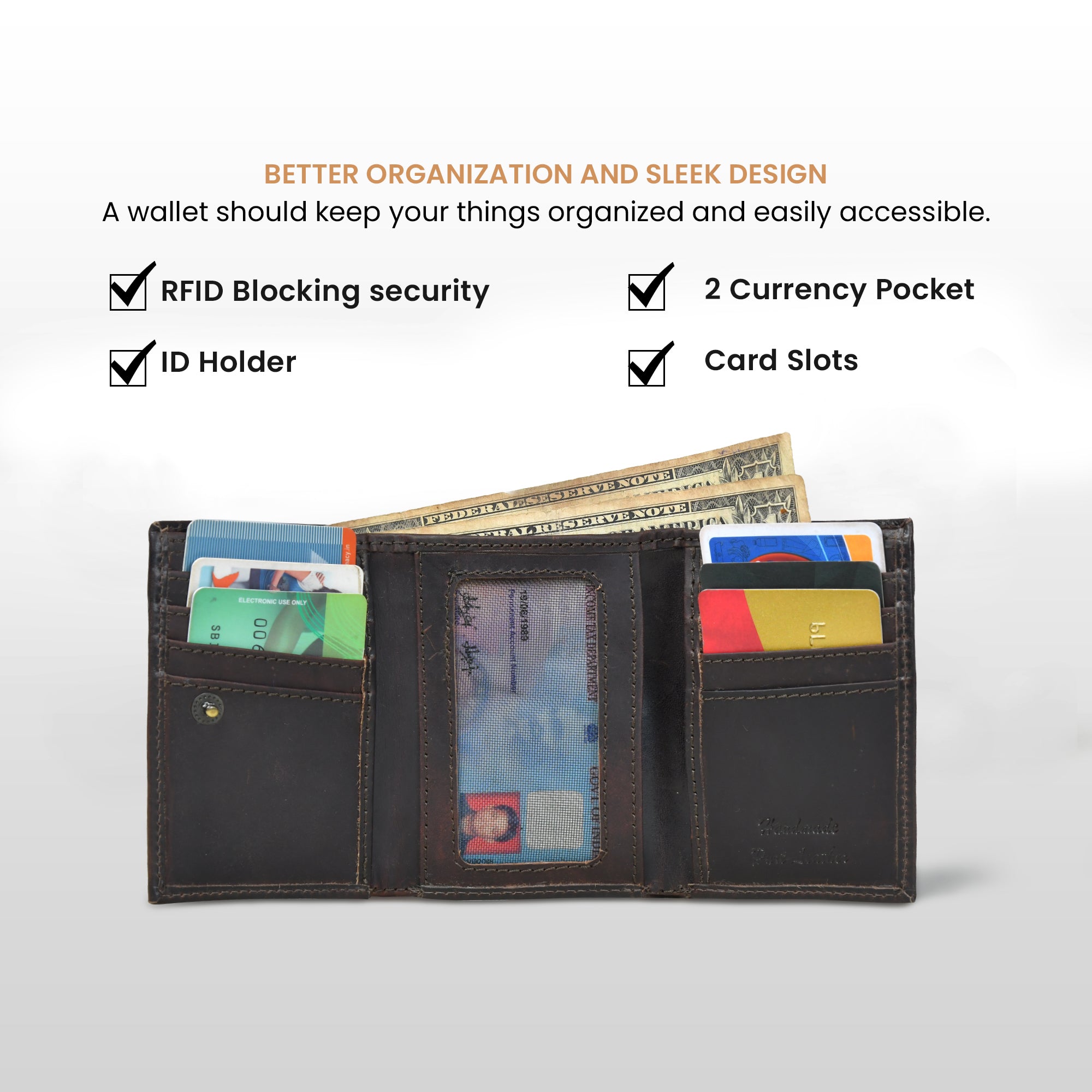 Midnight Luxe Vertical Bifold Wallet - Black Colour