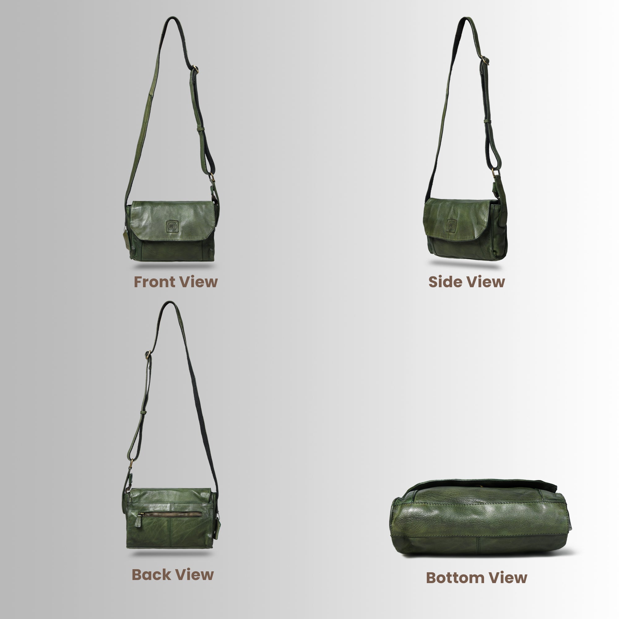 Heritage Leather Crossbody Bag - Green Colour