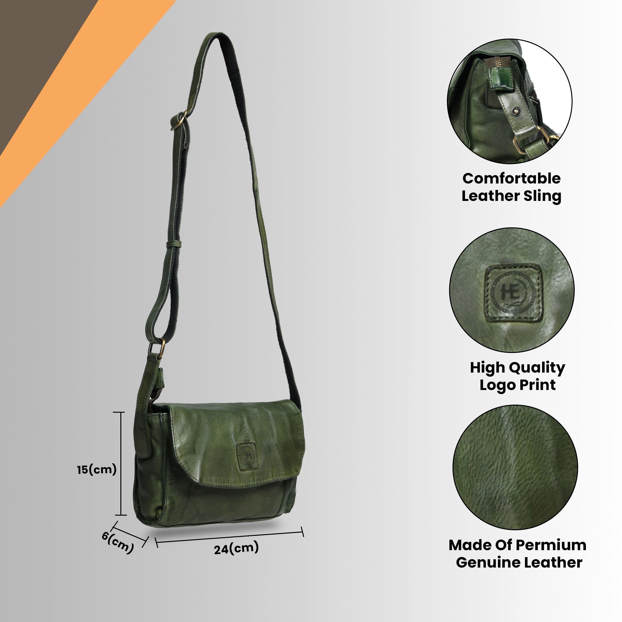 Heritage Leather Crossbody Bag - Green Colour