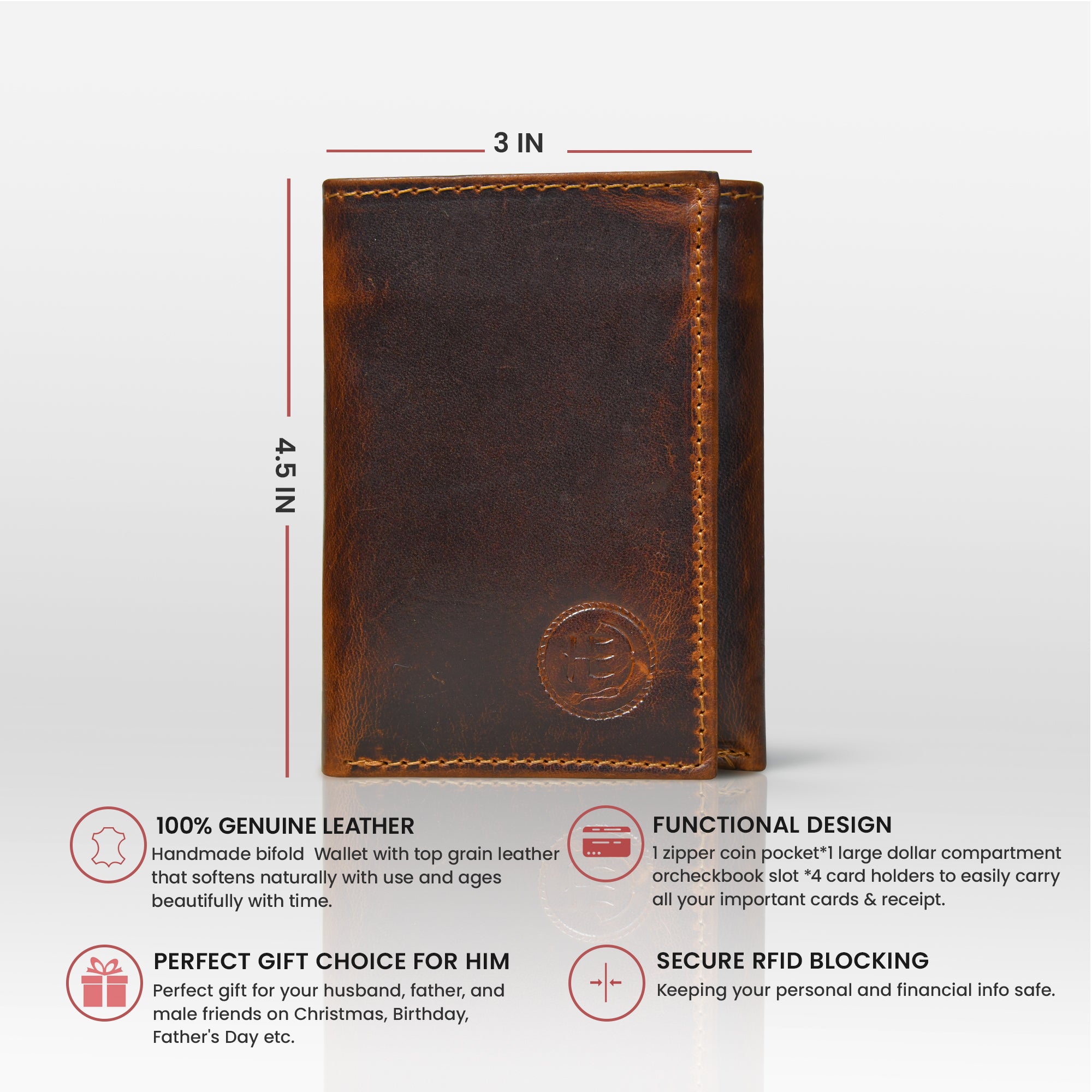 Midnight Luxe Vertical Bifold Wallet - Maroon Colour