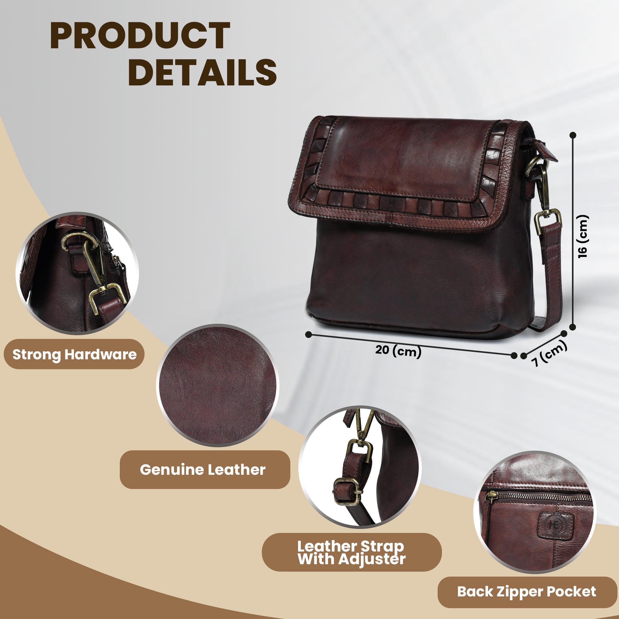 Verdant Crossbody Women's Leather Handbag - Brown Colour