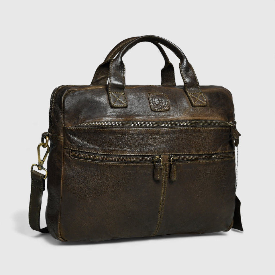 Voyager Vintage Leather Laptop Bag - Brown Colour