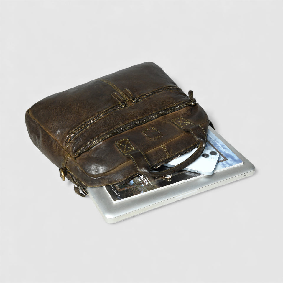 Voyager Vintage Leather Laptop Bag - Brown Colour