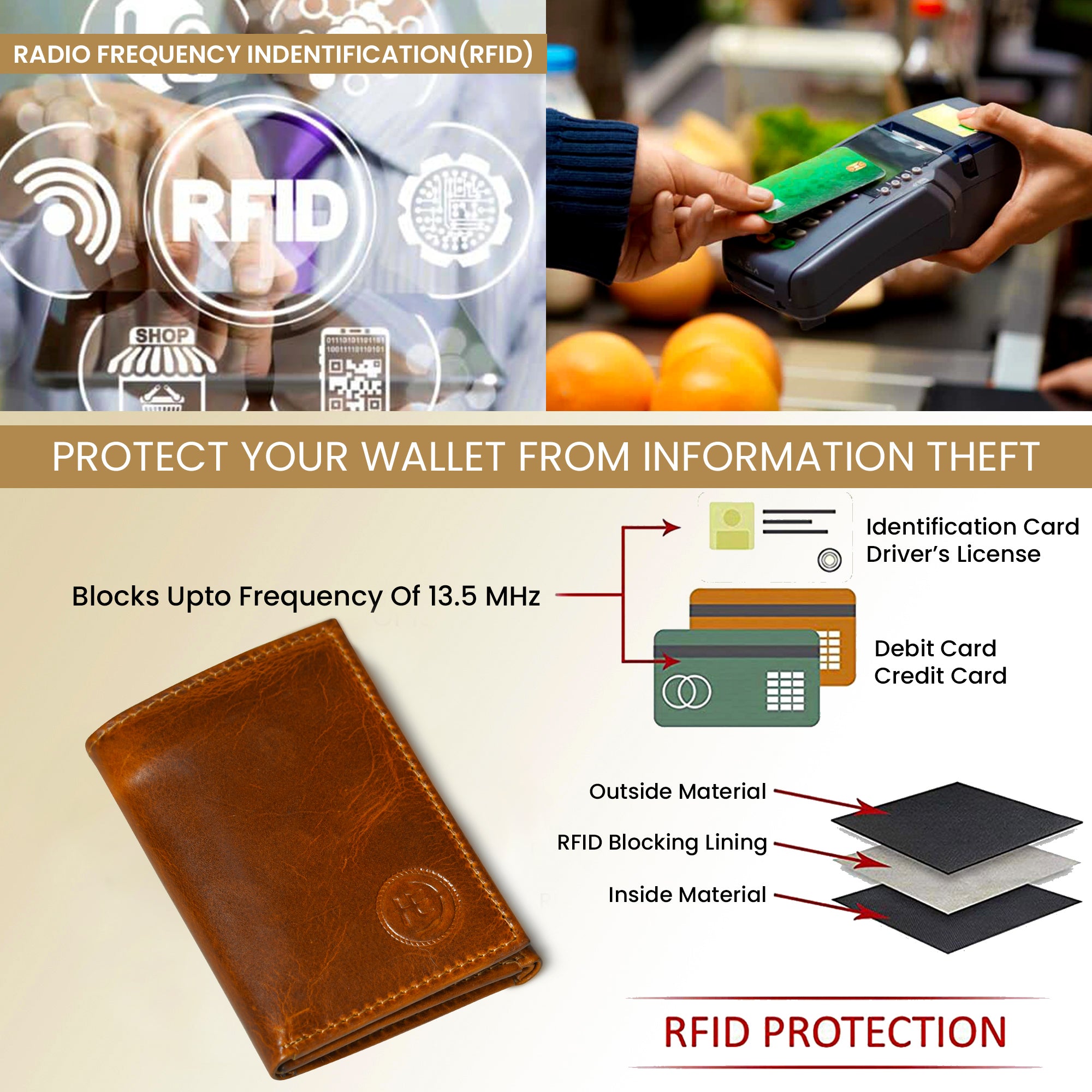 Midnight Luxe Vertical Bifold Wallet - Brown Colour