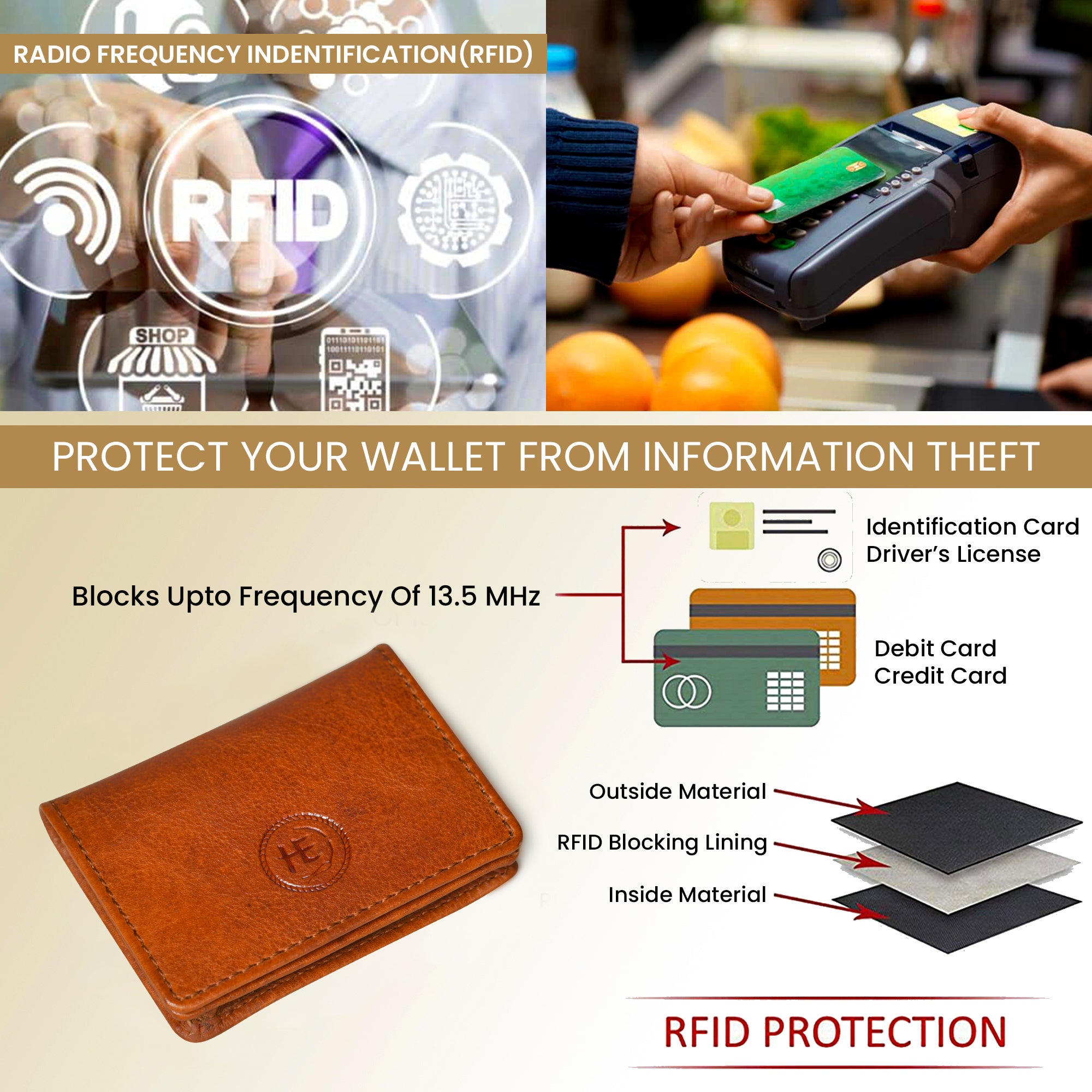 Classic Leather Card Wallet - Brown Colour