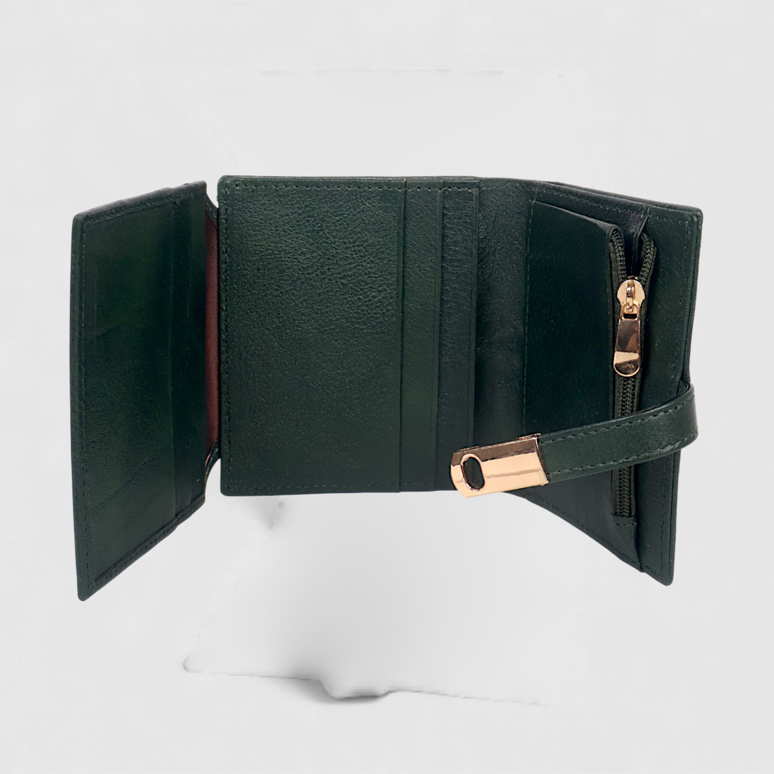 Crest Compact Leather Trifold Wallet – Green Colour