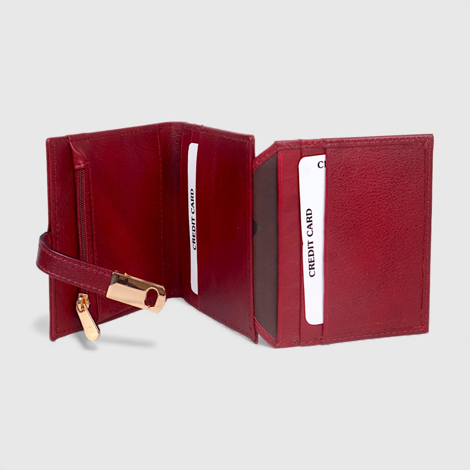 Crest Compact Leather Trifold Wallet – Red Colour