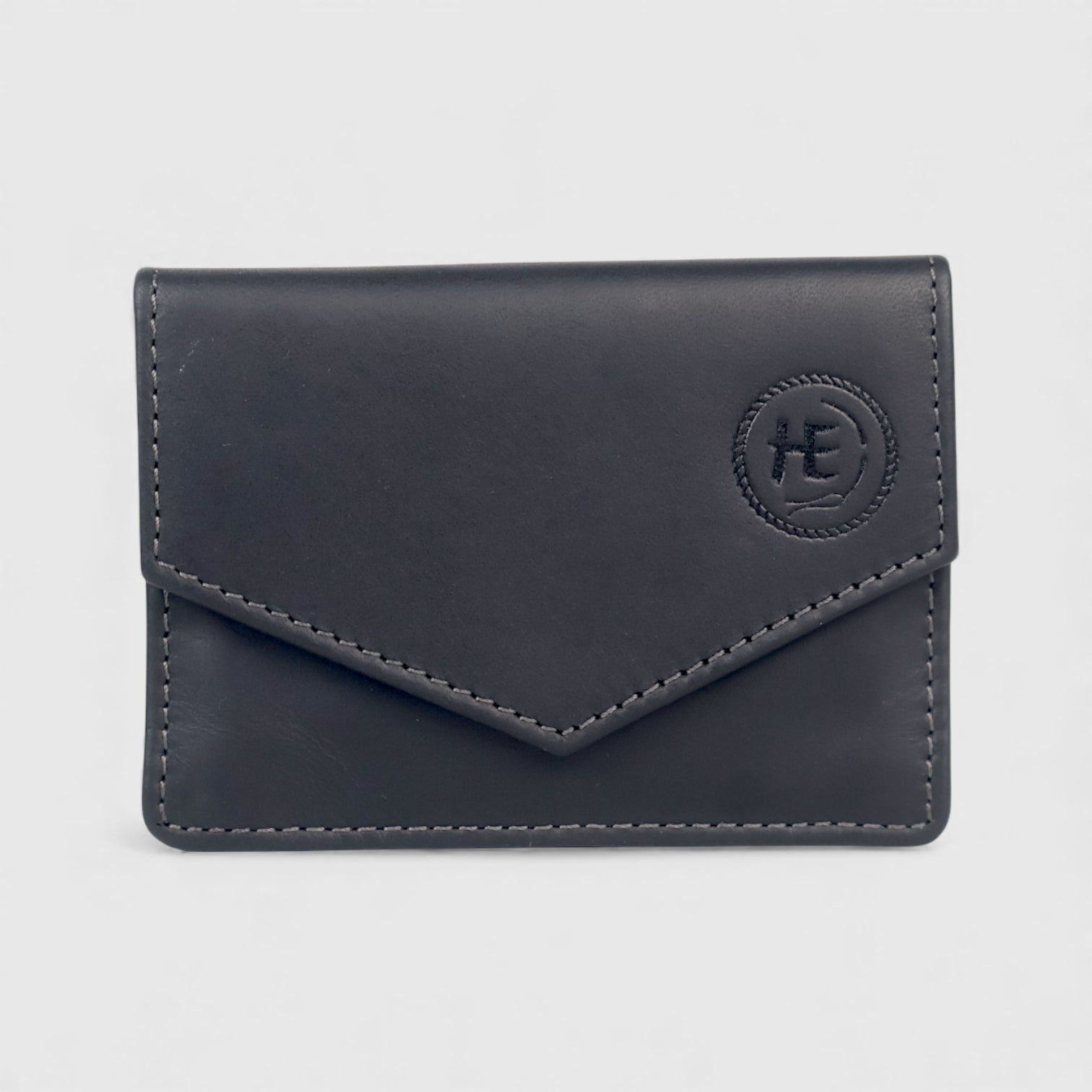 Emerald Regency Compact Vintage Leather Card Wallet - Black Colour