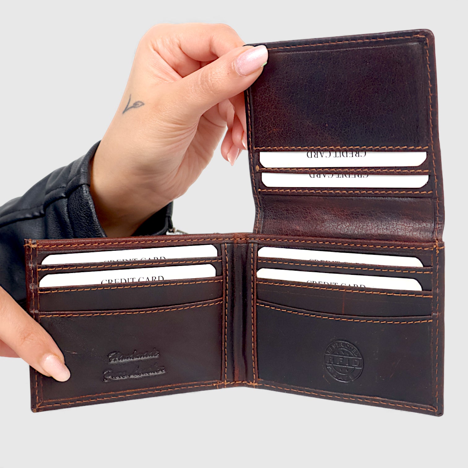 Sentinel Vintage RFID Leather Trifold Wallet – Espresso Brown