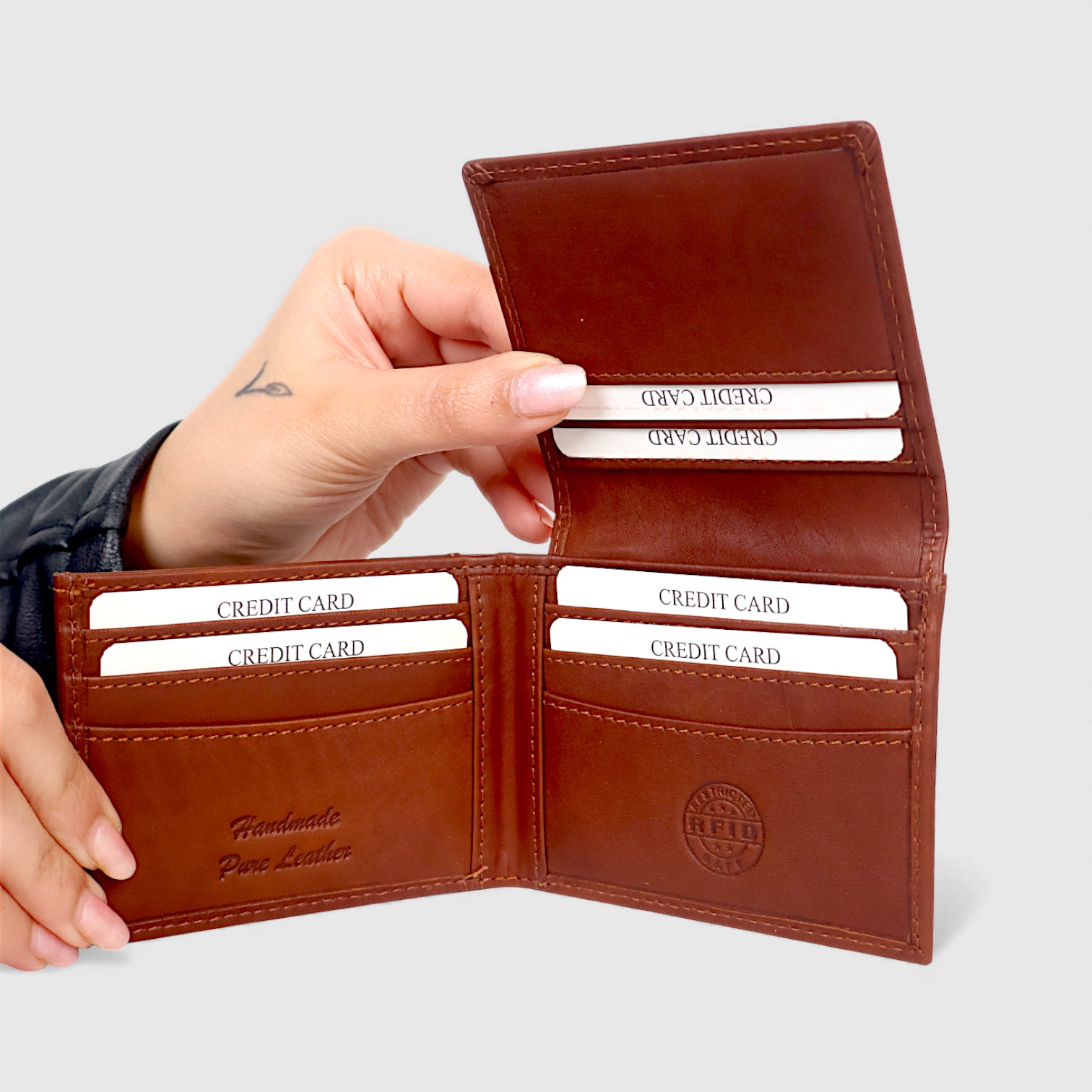 Sentinel Vintage RFID Leather Trifold Wallet – Tan Colour