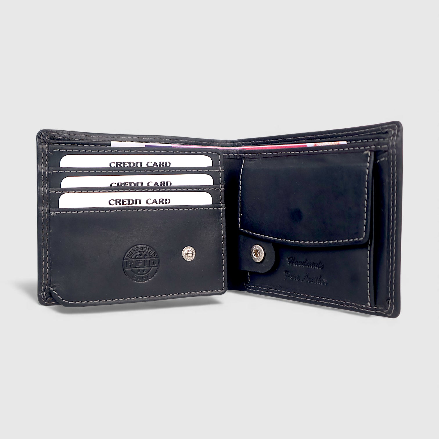Stallion Crest Vintage Leather Bifold Wallet – Black Colour