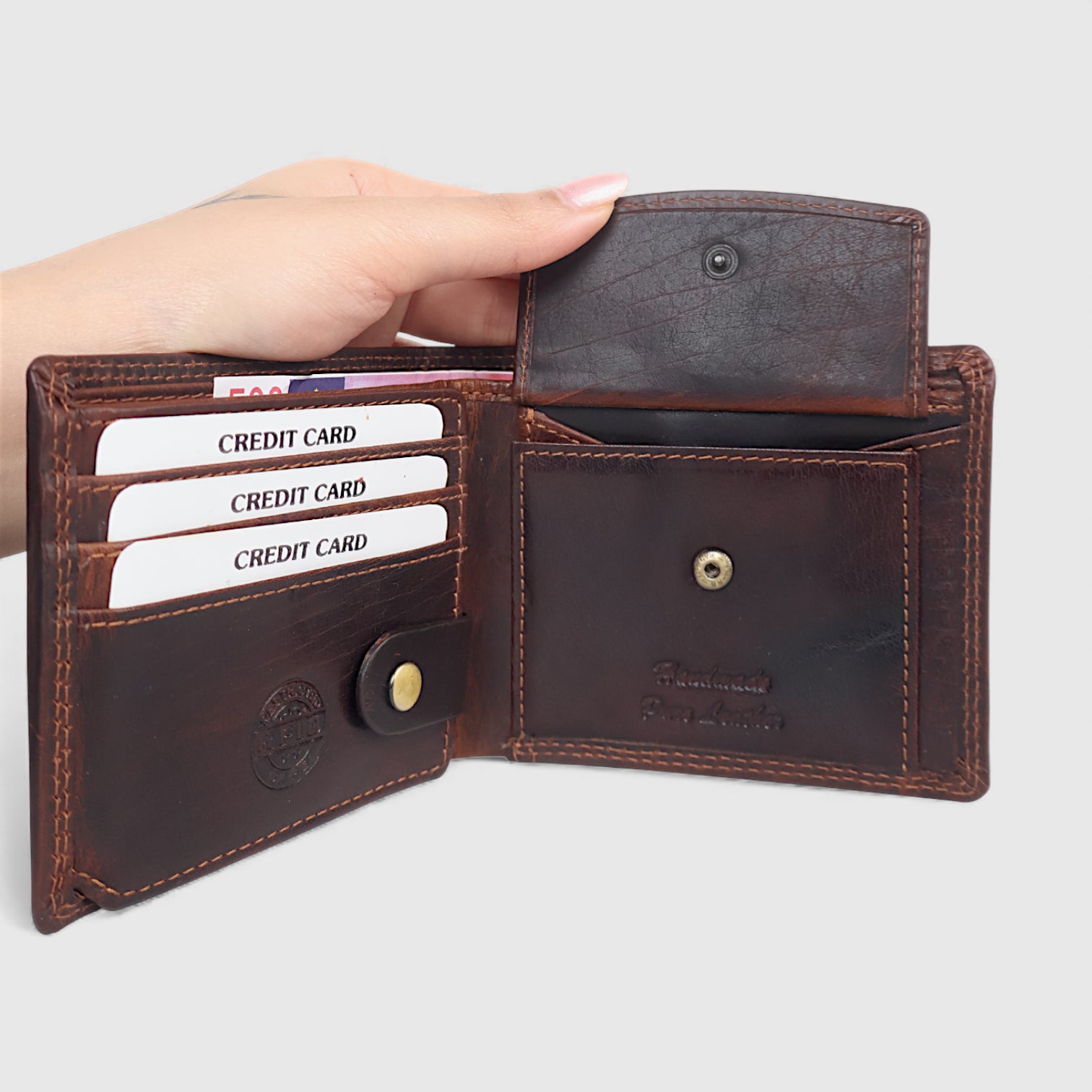 Falcon Ridge Vintage Leather Bifold Wallet – Brown Colour