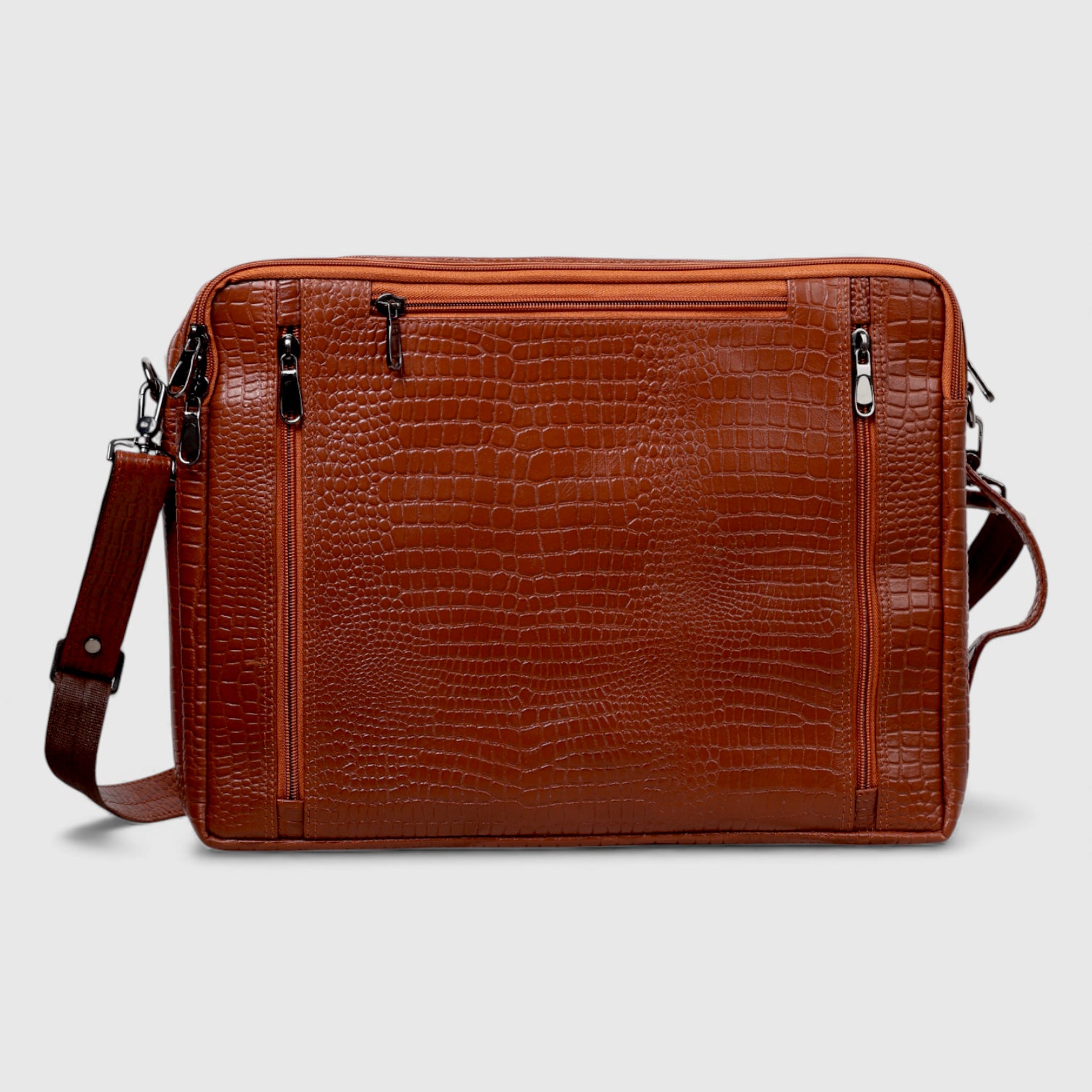 Crocodore Vintage Leather Multi-Pocket Laptop Bag – Brown Colour